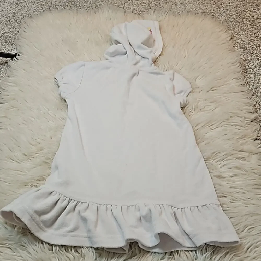 OshKosh Girls White Hooded Terry Short Sleeve Swim Coverup Girls size 5
